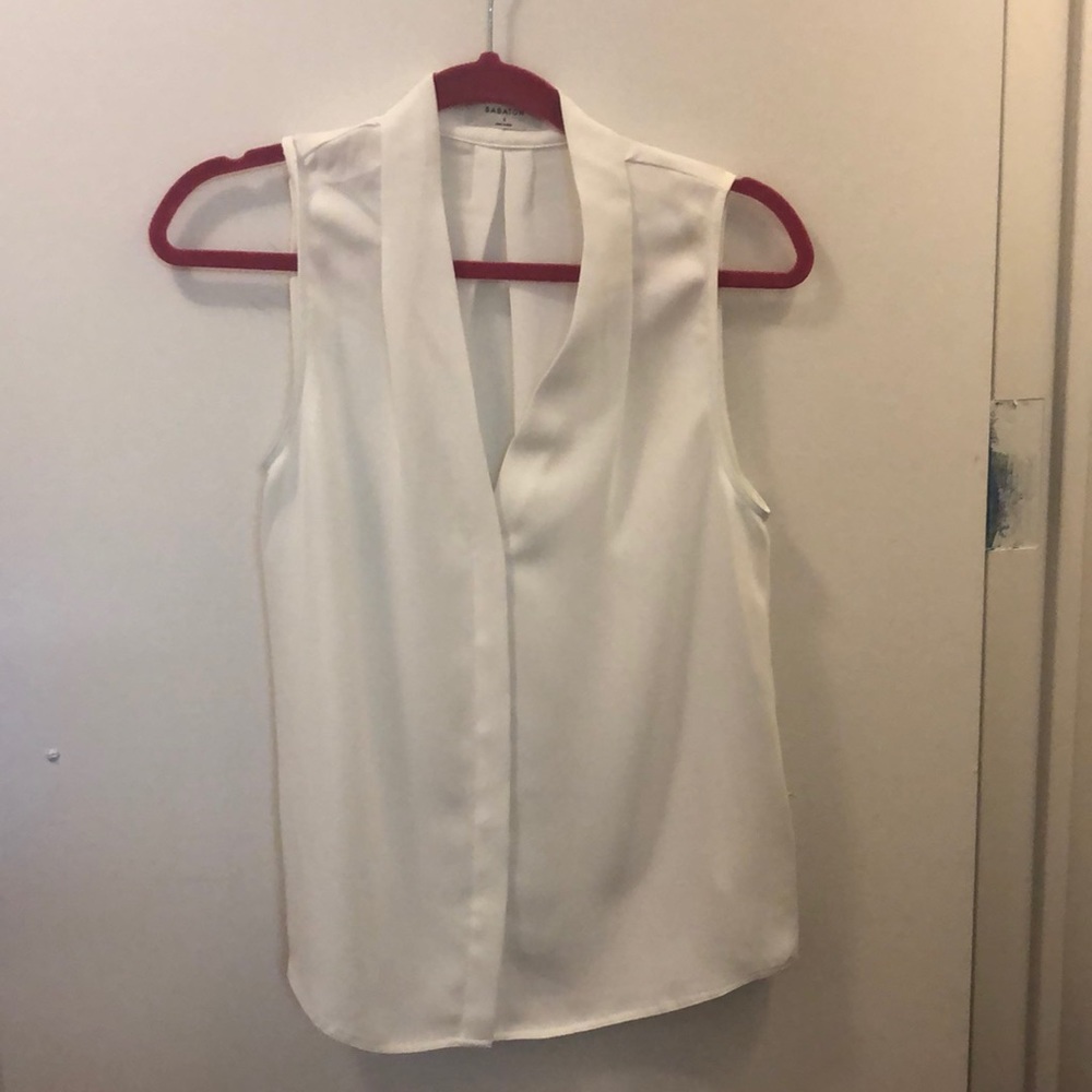 White Babaton V-Neck Blouse